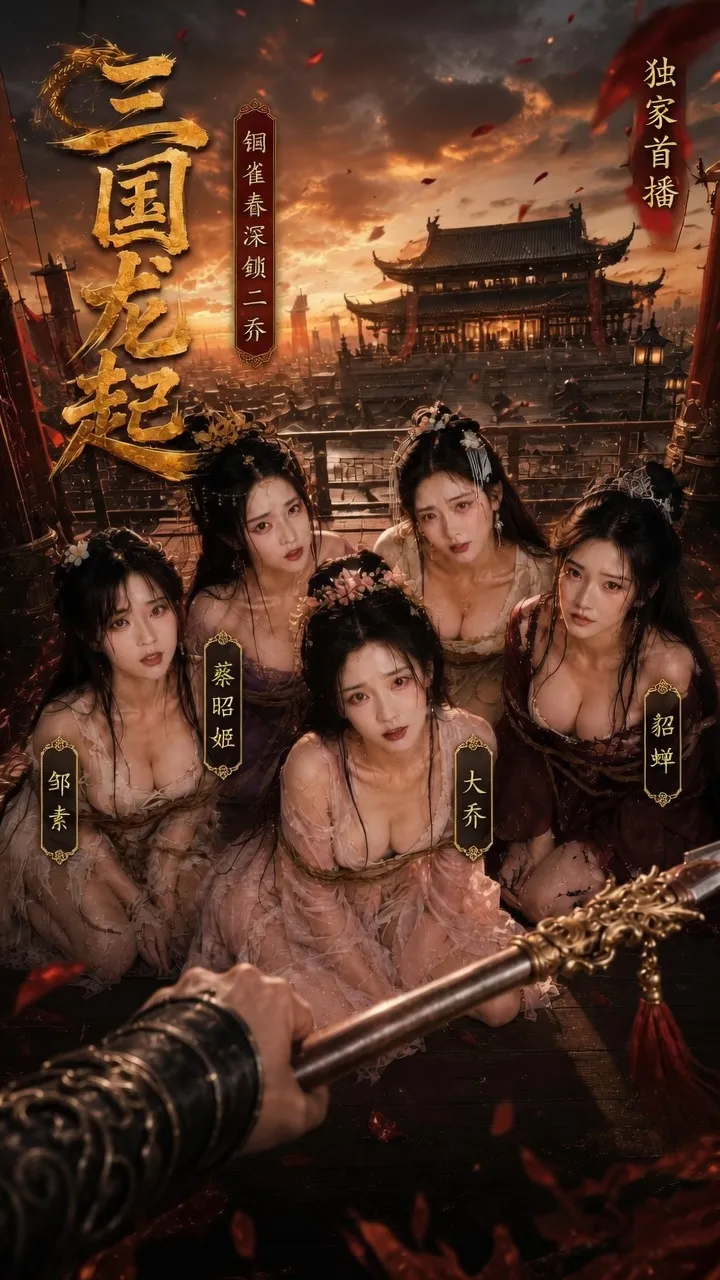 鞋店里男士蹲下为女士试鞋，旁边旗袍女子侧身凝望